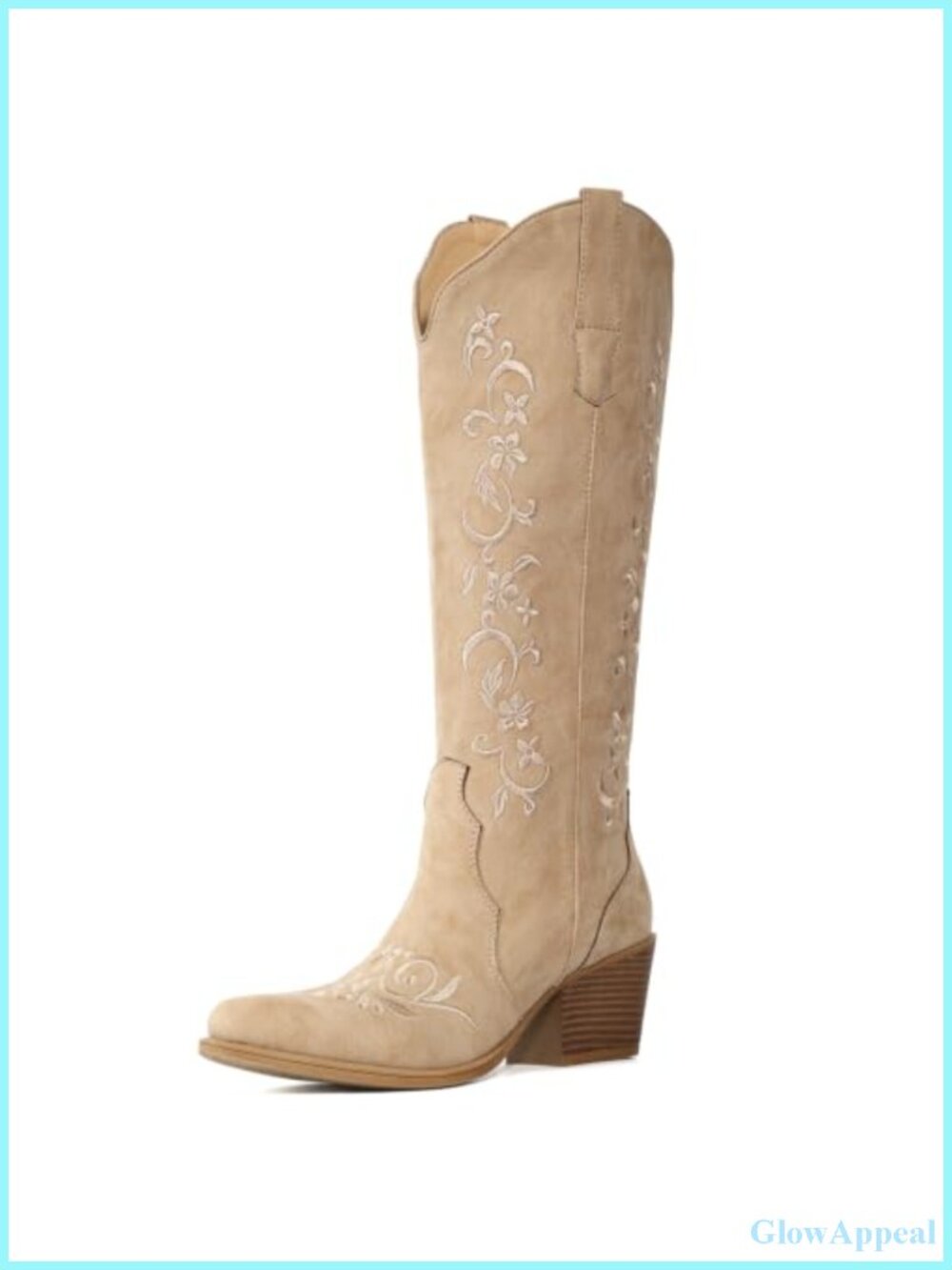 IUV Faux Leather Knee High Cowboy Boots Snip Toe Western Women's